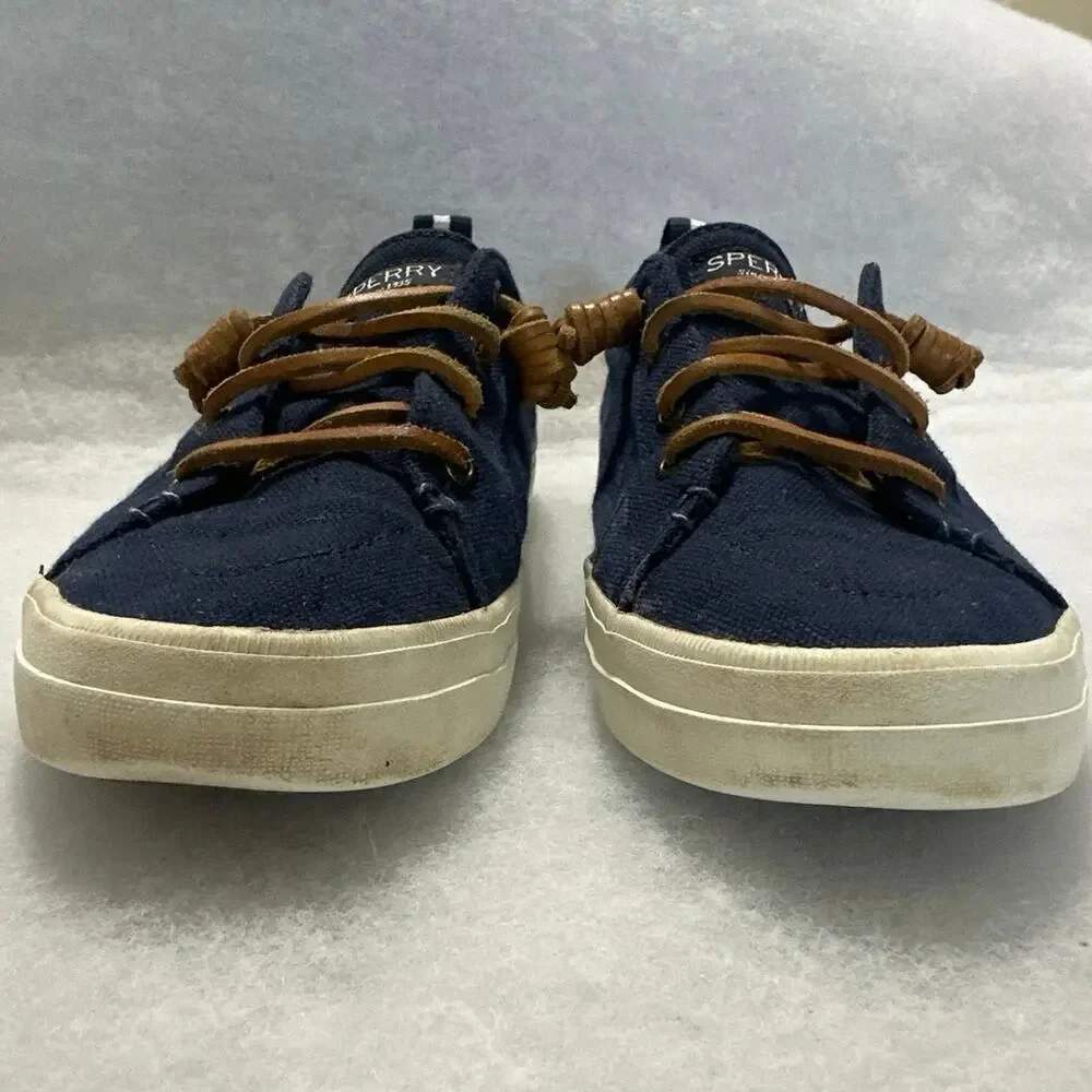 Sperry Topsider Women's 7 Pier Wave Canvas Boat Shoe ST585104 Memory Foam Navy